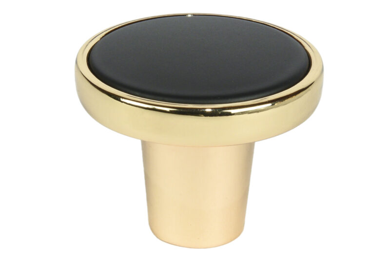 Round Knob - Gold with Black