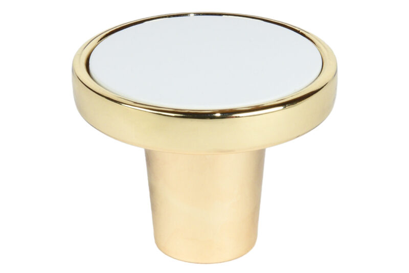 Round Knob - Gold with White