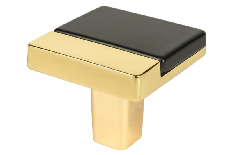 Square Knob - Gold with Black