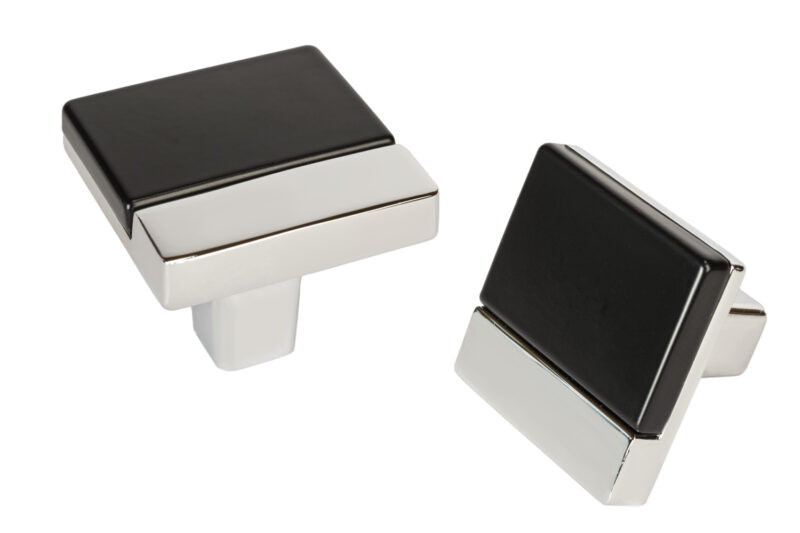 Square Knob - Chrome with Black