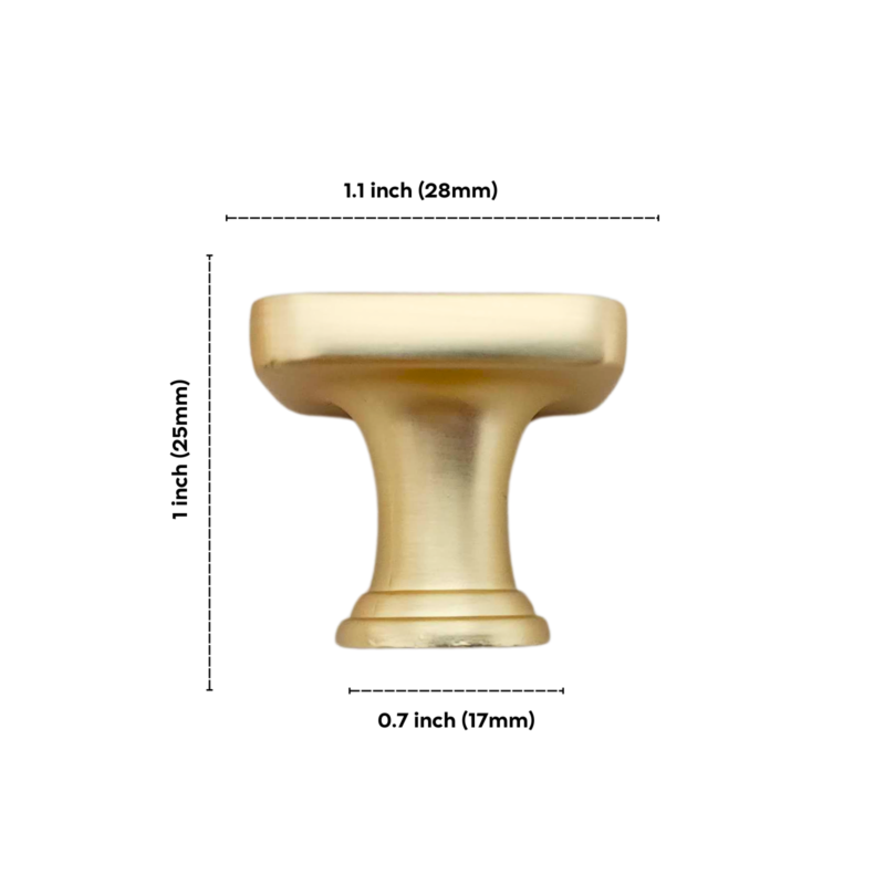 Contemporary Square Knob - Brushed Brass - Image 2